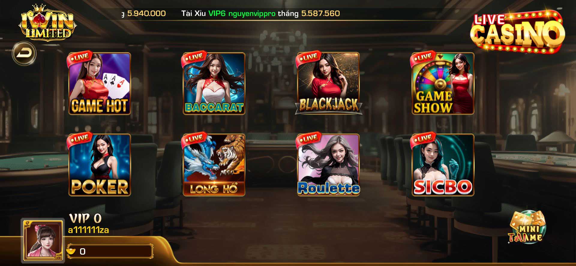 Kho game Live Casino iWin