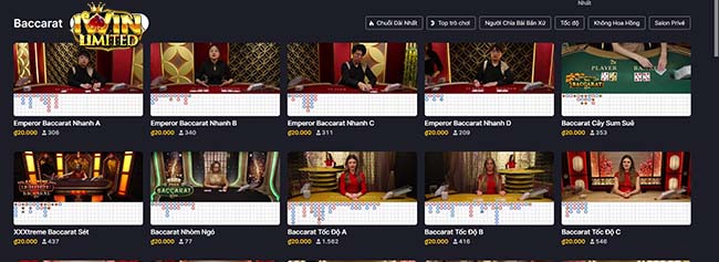 Lựa chọn sảnh Baccarat tại iWin phù hợp