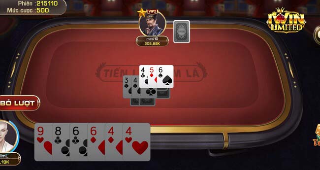 Giao diện chơi game tiến lên trên iWin