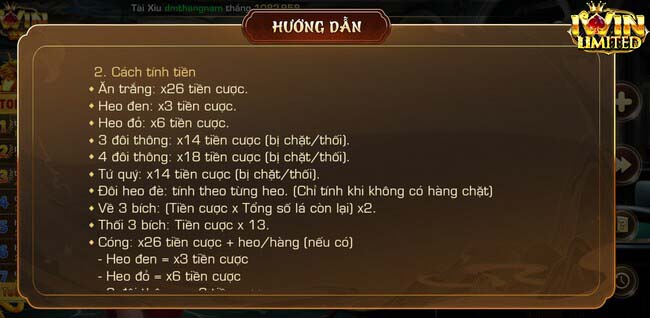 Cách tính điểm thắng thua