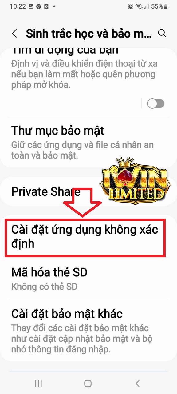 Cài đặt ứng dụng không xác định