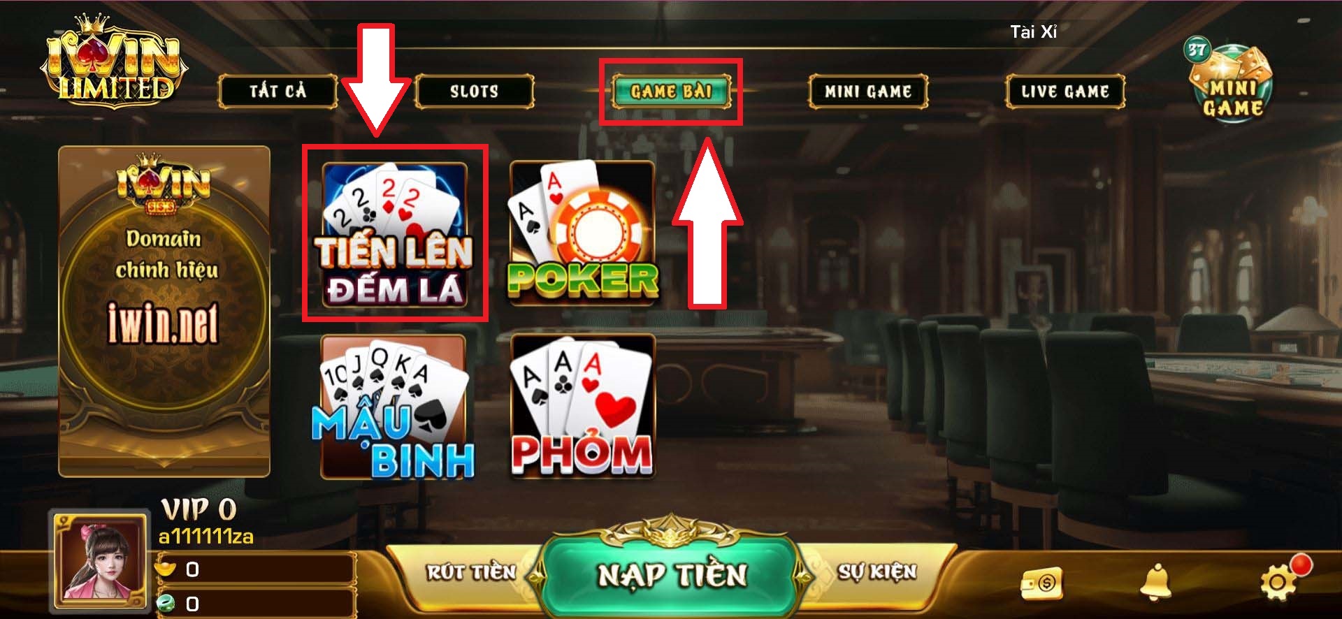 Chơi Tiến lên đếm lá tại iWin