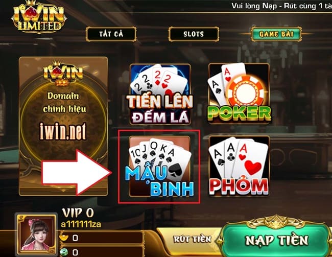 Vào game Binh xập xám iWin