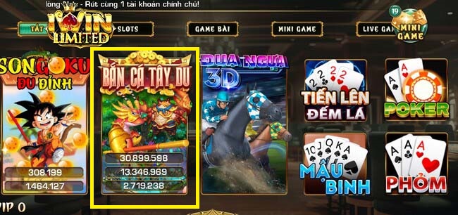 Chọn game "Bắn Cá Tây Du" trên trang chủ