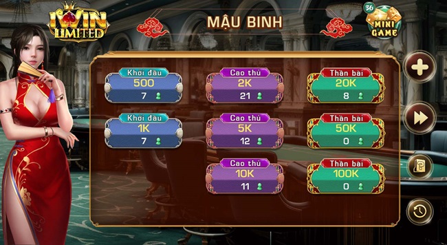 Chọn bàn chơi mậu binh Iwin