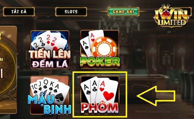 Chọn game Phỏm và bắt đầu chơi
