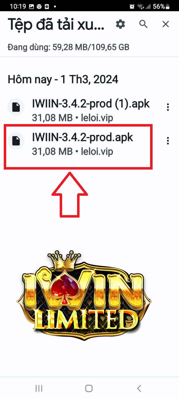 File cài đặt App iWin sau khi tải về