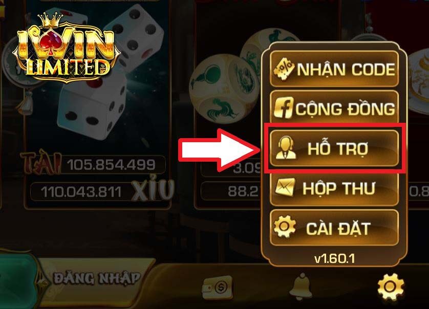 Nhấp vào biểu tượng HỖ TRỢ