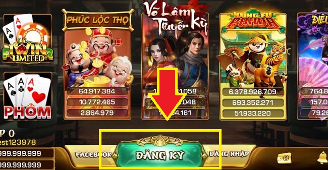 Chọn đăng ký để tạo tài khoản