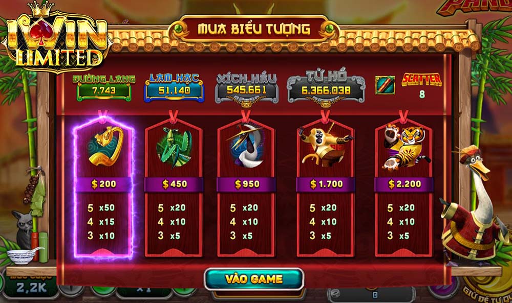 Chọn mức cược và VÀO GAME chơi