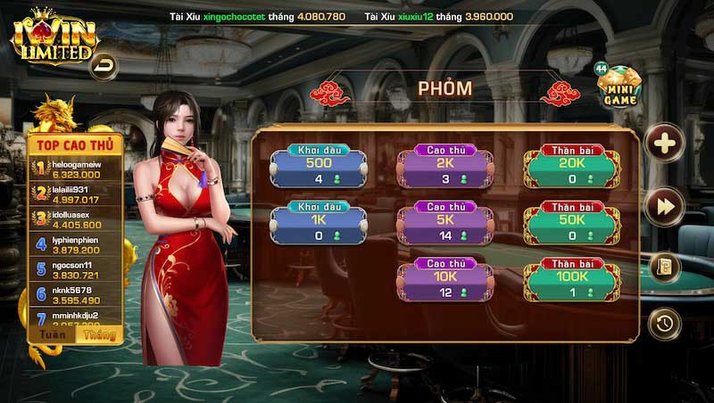 giao diện của iwin cũ