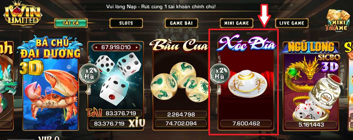 Game xốc đĩa trên nhà cái iWin