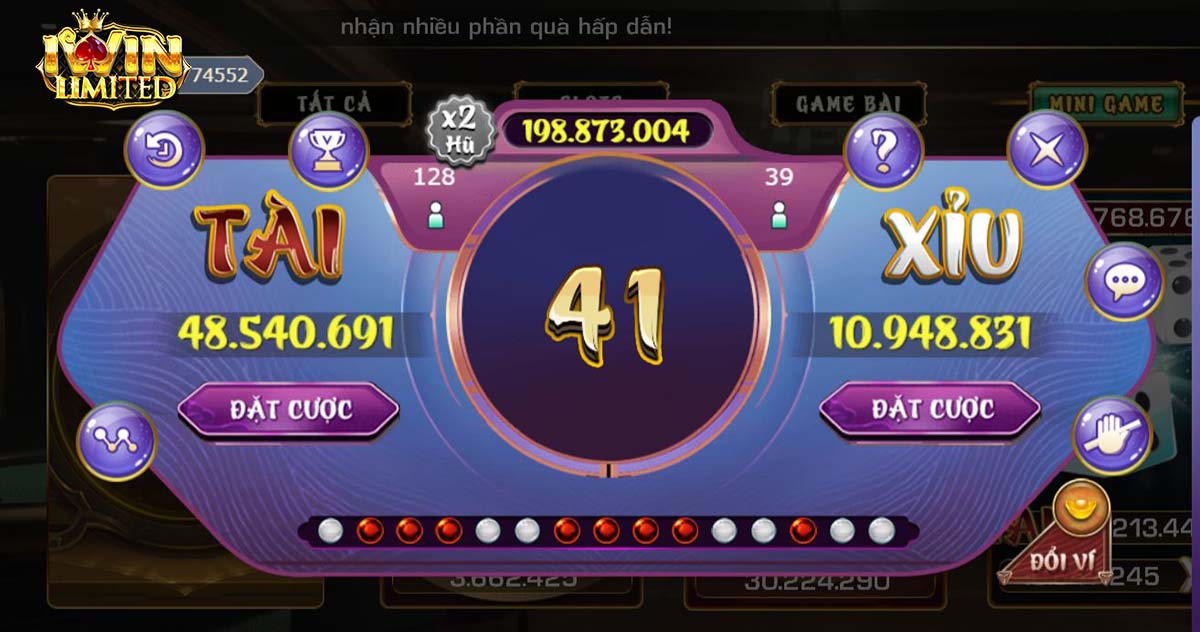 Giao diện chơi Tài Xỉu iWin