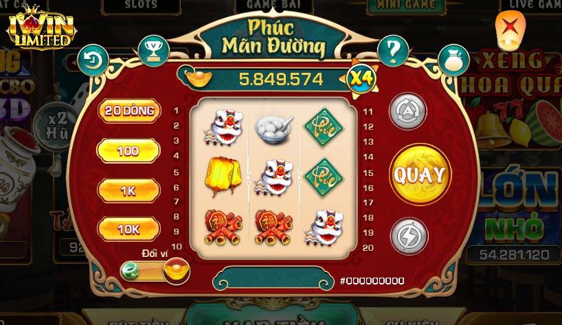 giao diện chơi game phúc mãn đường iwin