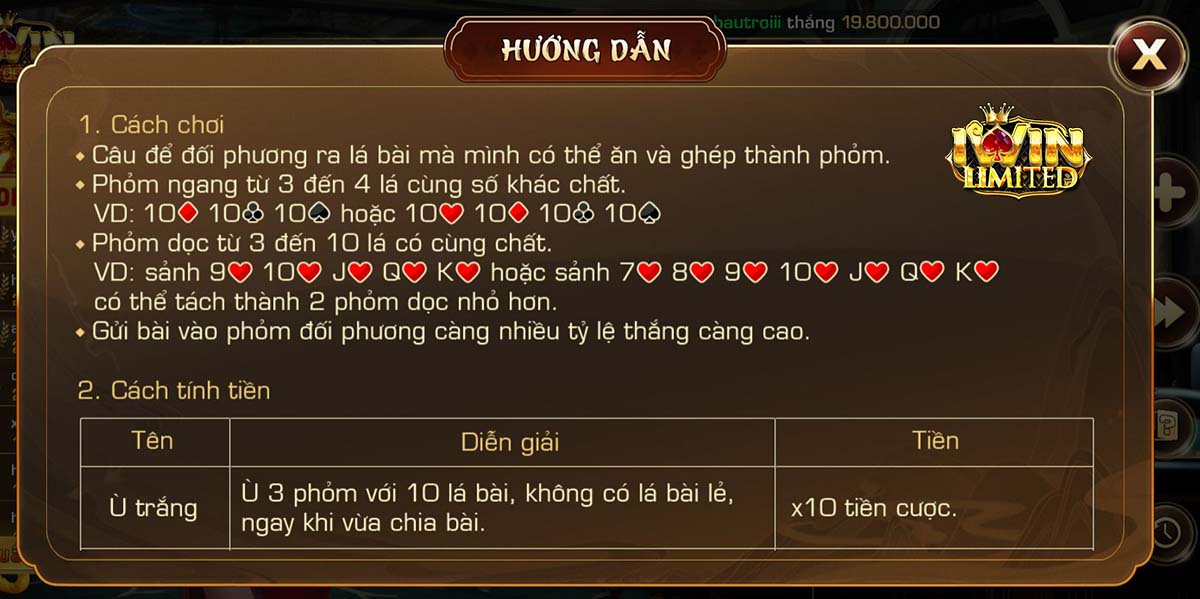 Hướng dẫn chơi Phỏm trên iWin