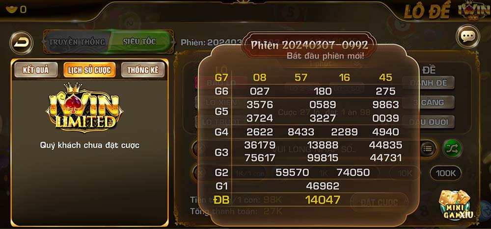 Kết quả Lô Đề Siêu Tốc iWin