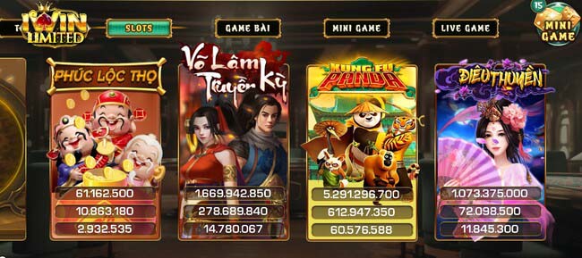 Kungfu Panda với các game slots khác trên iWin