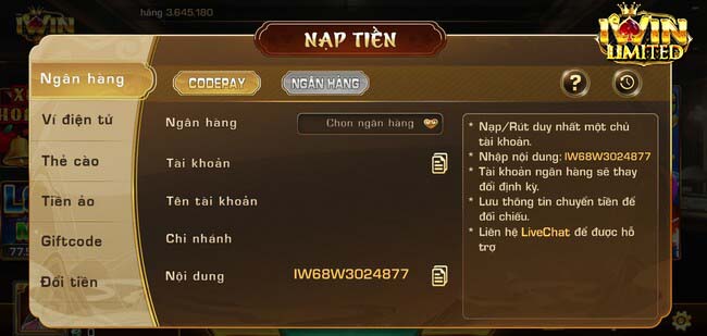 Nạp tiền iWin