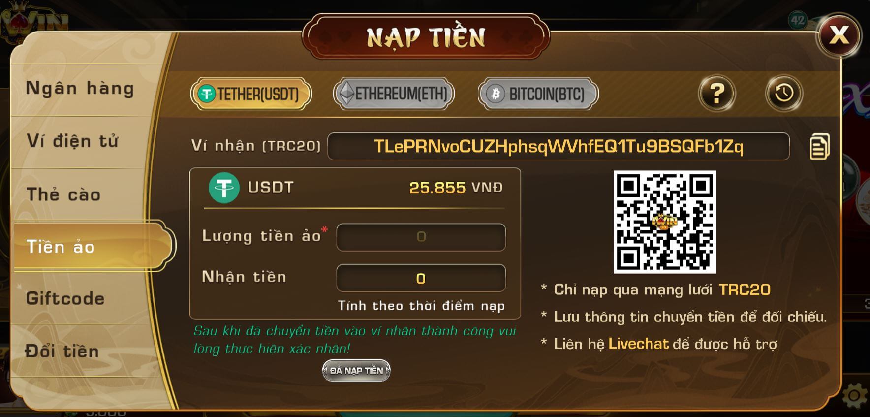 Nạp tiền iwin qua tiền ảo