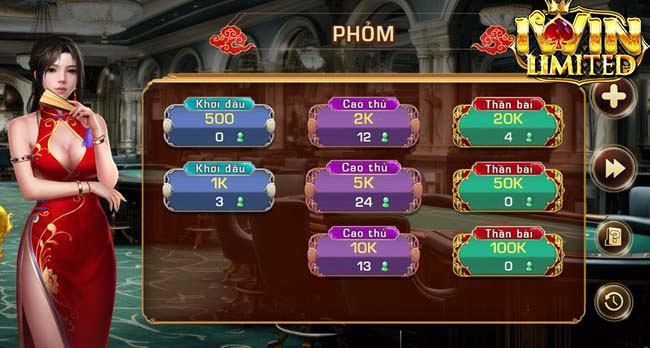 Chọn mức cược chơi Phỏm tại iWin