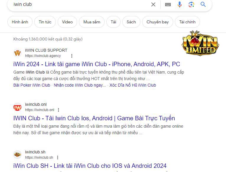 rất nhiều trang web giả mạo iwin