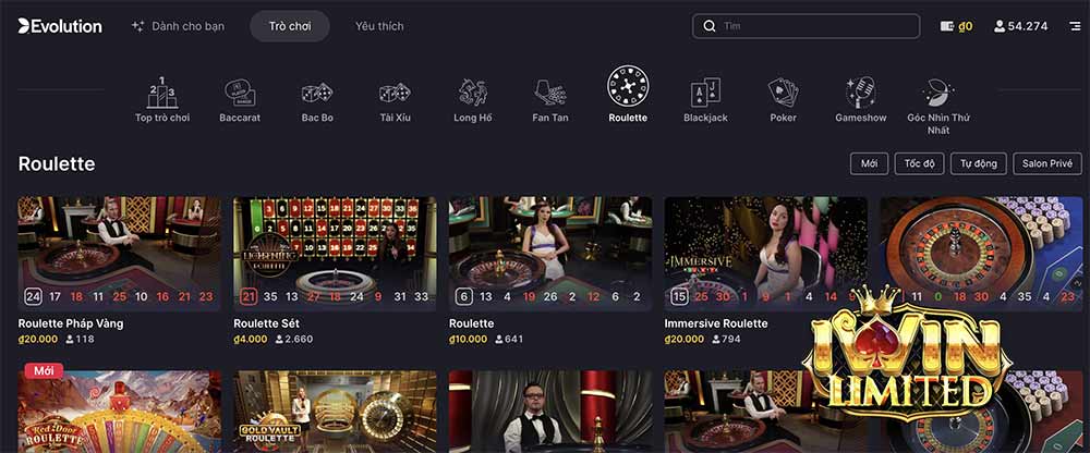 roulette trong live casino iwin