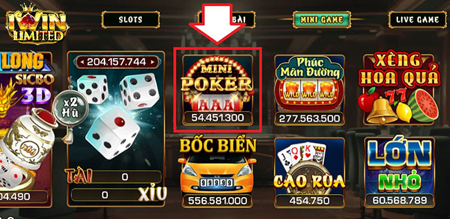 Vào game Mini Poker iWin