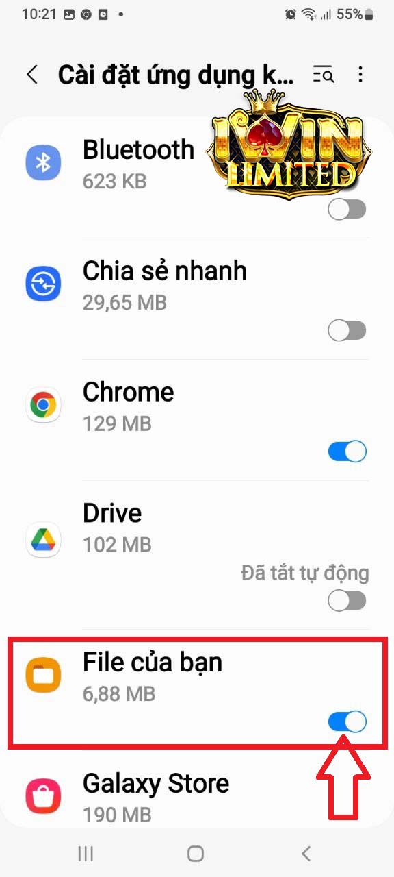 Bật mục File của bạn để ứng dụng được phép cài đặt