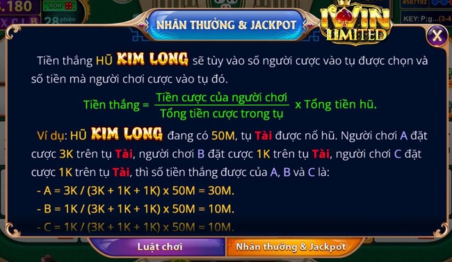 Tỷ lệ thưởng Nổ hũ Kim Long