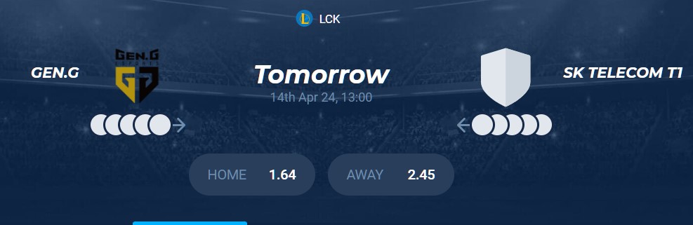 Tỷ lệ kèo nhà cái trận GEN.G vs T1