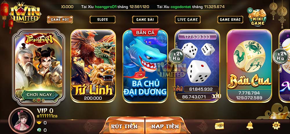 Trang chủ iWin giao diện mới