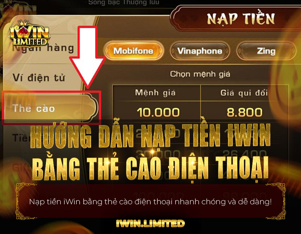 Cách nạp tiền iWin bằng thẻ cào điện thoại