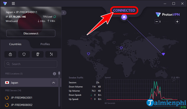 Chọn giao thức VPN phù hợp (OpenVPN hoặc IKEv2) trong phần cài đặt.