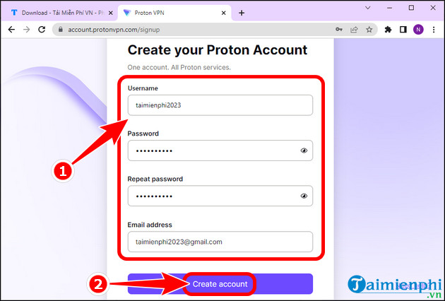 Mở ứng dụng Proton VPN và nhấp vào "Sign Up"