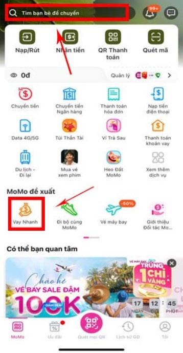 Chọn mục vay tiền nhanh