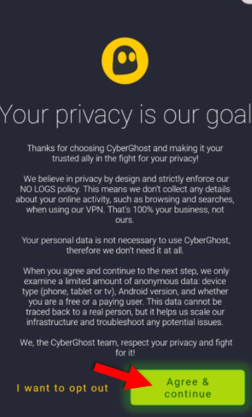 Mở ứng dụng và chấp nhận điều khoản sử dụng và cho phép cài đặt