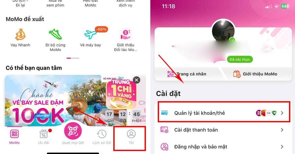 Đăng nhập tài khoản momo