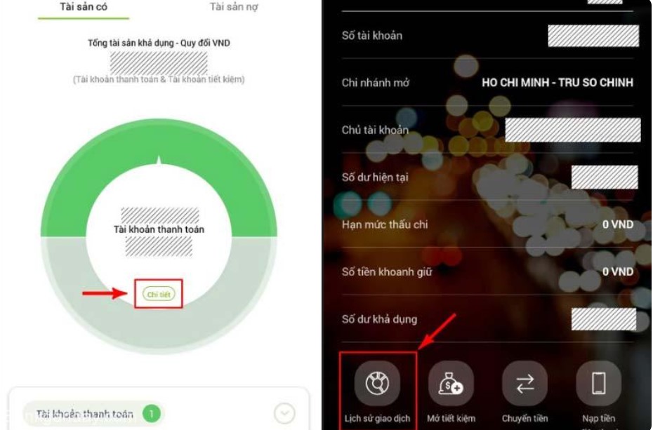 Truy cập lịch sử giao dịch