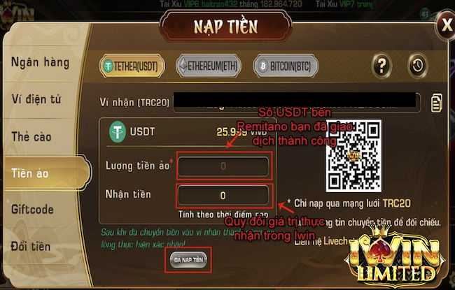 Sao chép ví nhận USDT để chuyển đúng địa chỉ ví