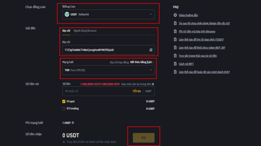 Lấy địa chỉ ví USDT trên iWin