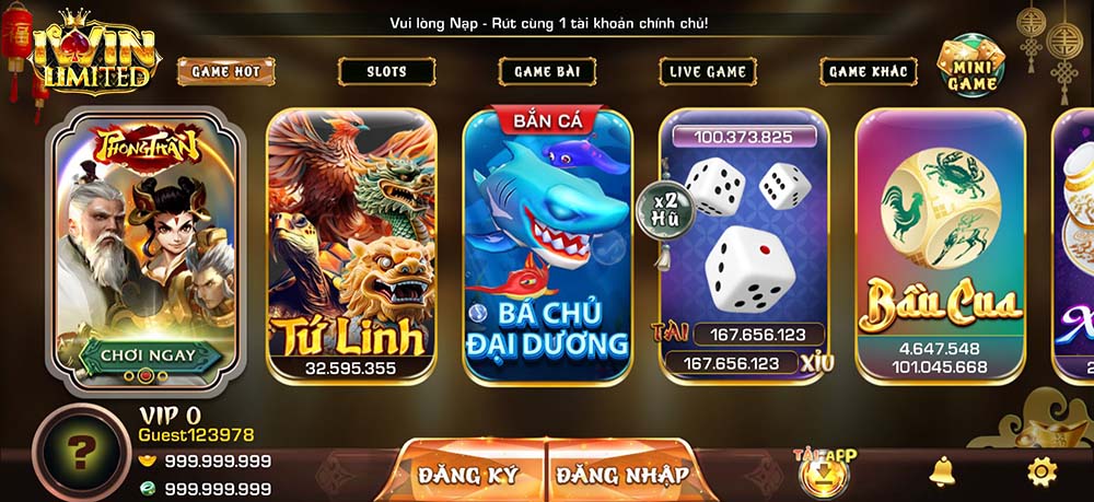 Trang chủ iWin Club giao diện mới