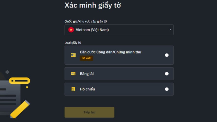 Tạo tài khoản Binance
